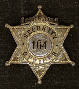 Great Old 1950s Sterling Silver Harrah's Reno Security Officer Badge  by Irvine & Jachens