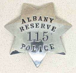 1950s-60s Albany CA Reserve Police Badge #115