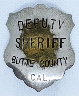 Great Ca 1900s- 1910s Butte Co California Deputy Sheriff Badge