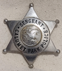 Great 1930s Calumet Park IL Police Sergeant Badge Chicago Suburb