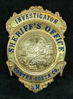 Stunning 1930s Gold Front Contra Costa Co CA Sheriff's Office Investigator Badge by Ed Jones