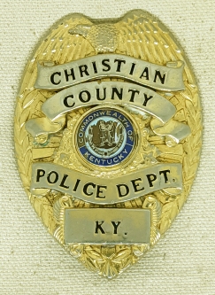 1960s-70s Christian County KY Police Dept Badge Large