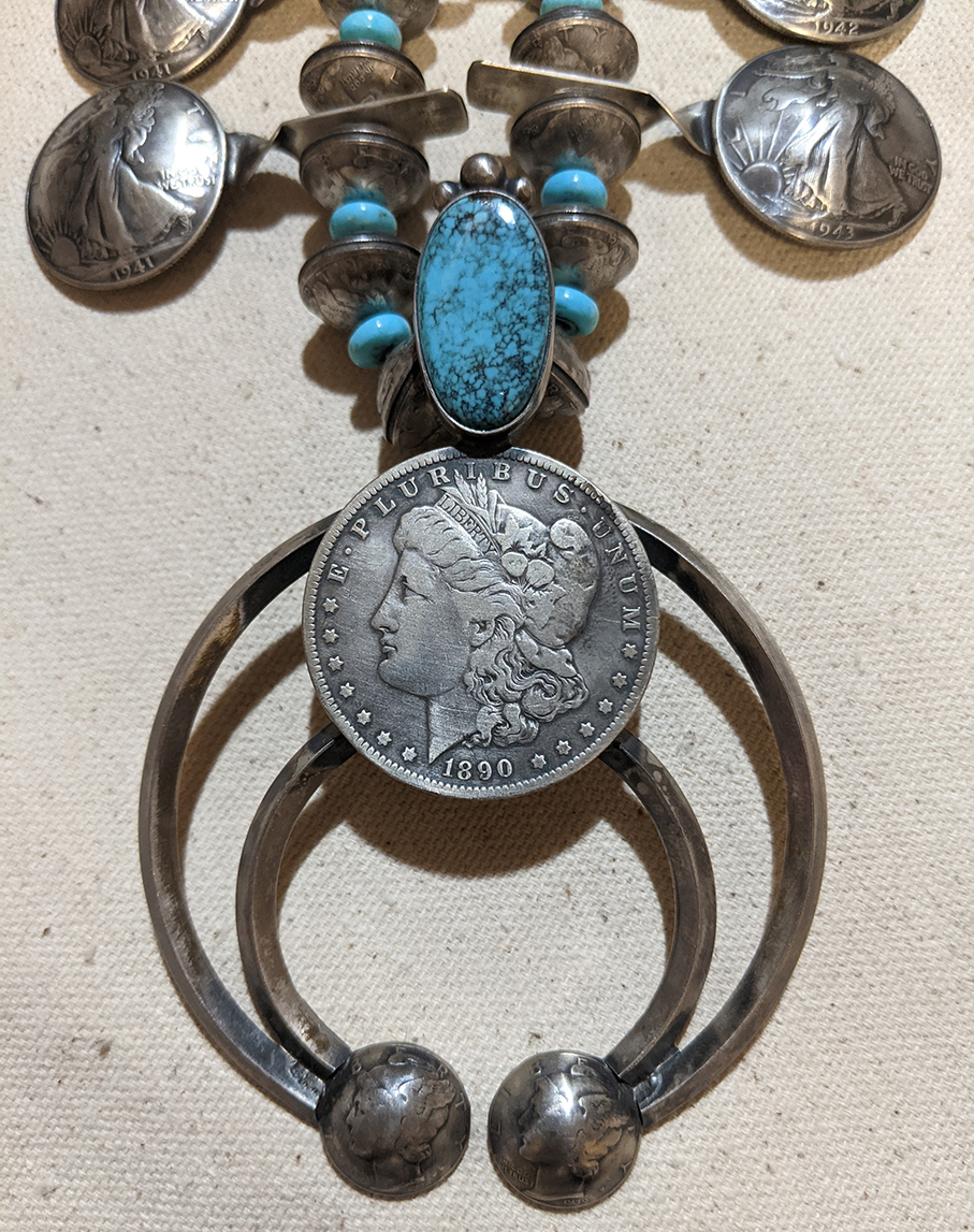Necklace, Squash Blossom, Coin Silver, Vintage, Early 20th Century