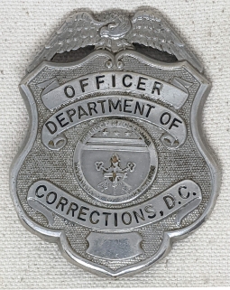 1950s - 60s District of Columbia (Washington DC) Dept of Correction Officer Badge #3121