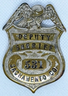 WWI Era Sacramento Co California Deputy Sheriff Posse/Special Badge By Sleeper from LA Rubber Stamp