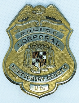 1950s-60s Montgomery  County MD Police Corporal Badge