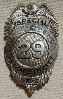 Nice Old 1920s-1930s Elizabeth City NC Special Police Badge