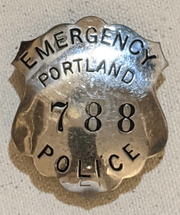 WWII era Portland Oregon Emergency Police Badge #788