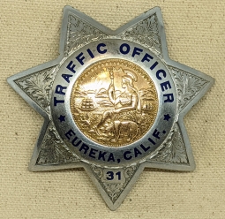 Beautiful 1930s Eureka CA Police Traffic Officer Badge #31 by Ed Jones