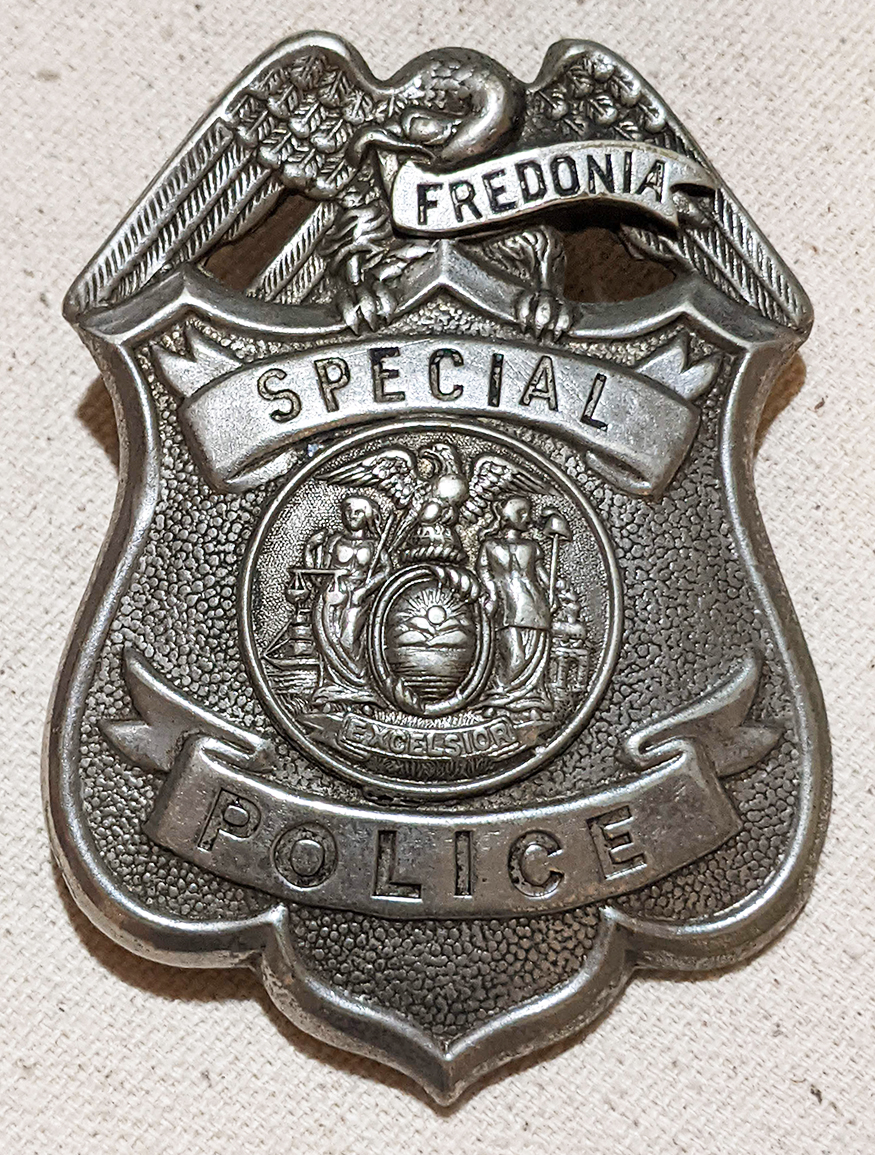 Big Beautiful Old Ca 1900 Fredonia Ny Special Police Badge Flying