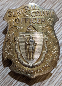 Beautiful 1930s MA General Court Officer Gold front Badge by Spencer