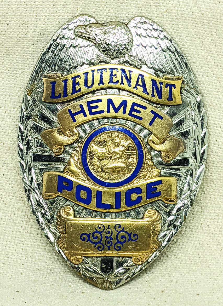 Great Ca 1950 Hemet CA Police Lieutenant Badge by Entenmann: Flying ...