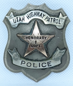 Unique Ca 1933 Utah Highway Patrol Honorary Superintendent Badge #1