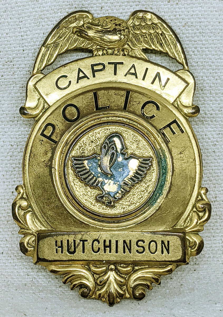 1930s 40s Hutchinson Kansas Police Captain Badge Flying Tiger Antiques