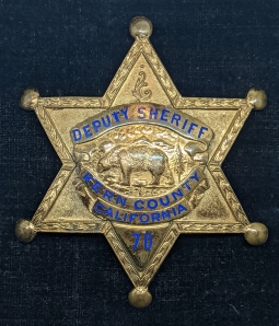 Beautiful Old 1940s Kern Co CA Deputy Sheriff Badge by Entenmann