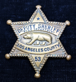 Fabulous 1920s Los Angeles Co CA Deputy Sheriff Road Dept Badge # 53 by Chipron