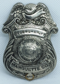 WWII era Marquette Co Wisconsin Undersheriff Badge in Wartime Shortages Steel