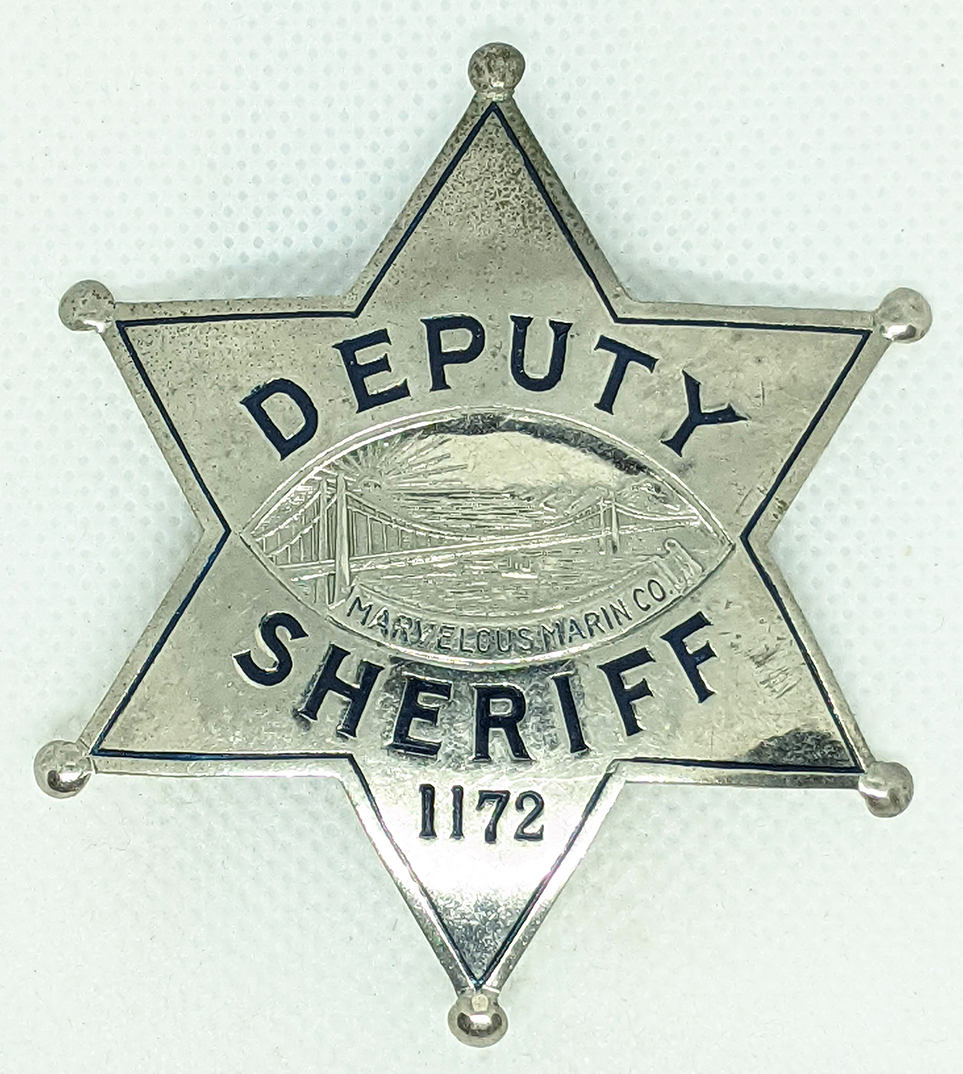 Beautiful Early 1950s Marin County CA Deputy Sheriff 6 pt Star badge by ...