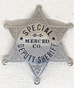 Great Old 1930s Merced Co CA Special Deputy Sheriff Badge by LA S&S