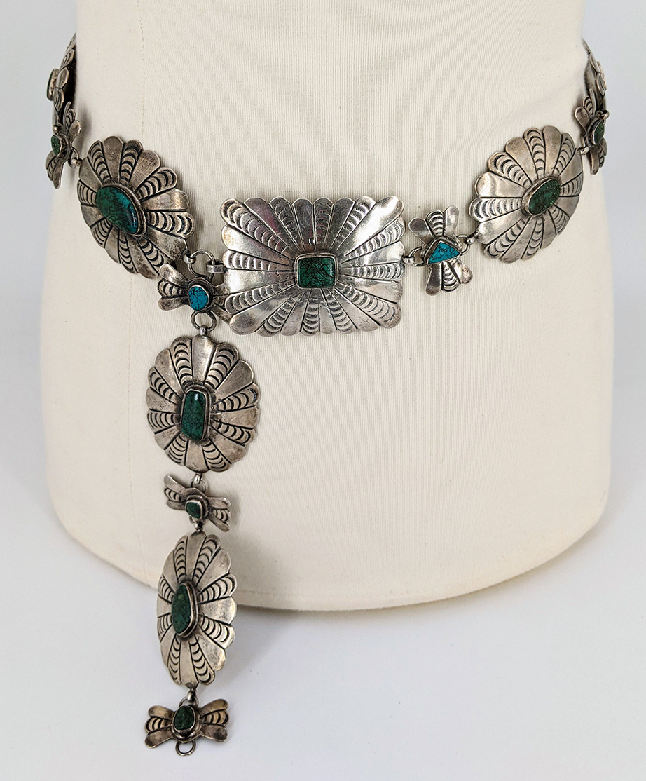 Wonderful Large 1930-40 Navajo Silver Old Pawn Concho Link Belt with ...