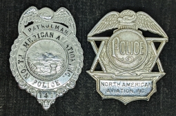 WWII-1950s North American Plant Police Patrolman Badge Set Ohio Hat & Breast Badge #141