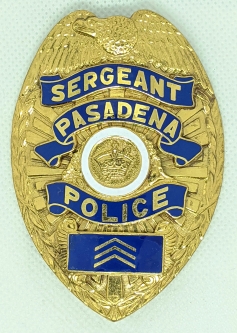 Short-Lived Rare Mid - 1950's Pasadena CA Police Reserve Sergeant Badge #155R by Entenmann