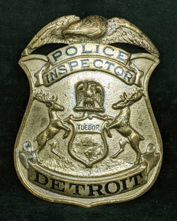 Great Old 1930s - 1940s Police Inspector Badge from Detroit Michigan by WEYHING BROS