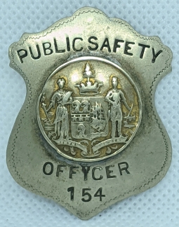 Rare WWI Era Camden NJ Public Safety Officer Badge #154