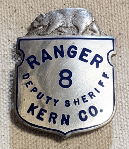 Beautiful WWII Era Kern Co CA Ranger / Deputy Sheriff Badge in Sterling Silver