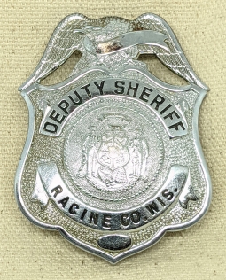 Beautiful Old 1930's - 1940's Racine Co Wisconsin Deputy Sheriff Badge