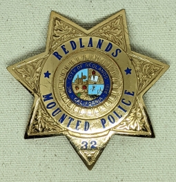 Great Ca 1970 Redlands CA Mounted Police 7pt Star Badge #32 by Entenmann