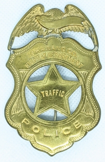 Awesome circa 1930 Shawano Co Wisconsin Traffic Police Badge pre State Patrol