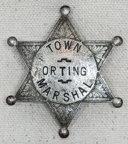 Wonderful 1880s Orting Washington Town Marshal Badge Possibly the Town's First