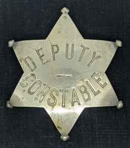 Wonderful HUGE 1880s-1890s Deputy Constable 6 Point Star Hand-Stamped Letters and Wonderful Patina