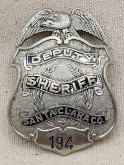 Beautiful 1930s Santa Clara Co CA Deputy Sheriff Badge by Irvine & Jachens