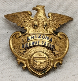 Scarce 2nd Pattern Arizona Highway Patrol Hat Badge worn from 1933 - 1945 LAS&S