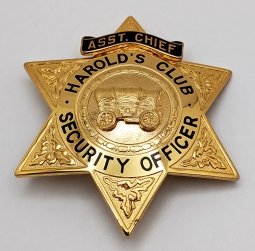 1980s Harold's Club Casino Reno Nevada Assistant Chief Security Officer Badge by GA-REL