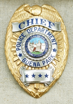 Beautiful ca 1970 Buena Park CA Police Chief Badge by Entenmann-Rovin