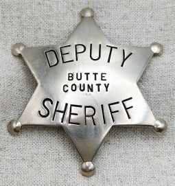 Nice 1930s Butte Co CA Deputy Sheriff 6 point Star Badge by Patrick Moise Klinkner