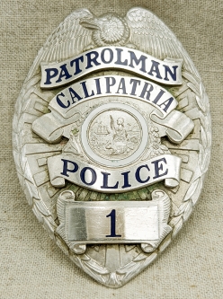 Stunning Early 1930s Calipatria CA Police Patrolman Badge #1 by LA Rubber Stamp