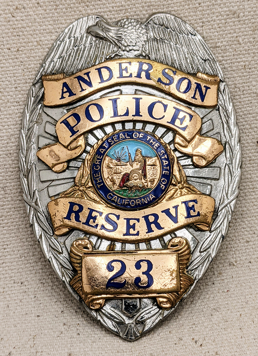 1950s Anderson CA Police Badge Reserve Badge #23 by Entenmann: Flying ...