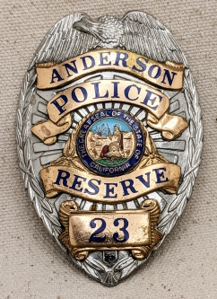 1950s Anderson CA Police Badge Reserve Badge #23 by Entenmann