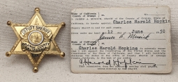 Beautiful ca 1950 Orange Co CA Deputy Sheriff Badge & Credentials