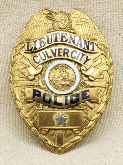 Gorgeous Late 1920's Large Culver City CA Police Lieutenant Badge in the "Series 5" Style