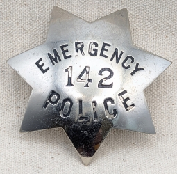 Early WWII Hawaii Emergency Police 7 point Star Badge #142 by Ed Jones