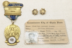 1949 Chula Vista Police Credentials Lapel Pin & Stunning Medal