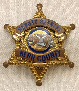 Nice Old 1940s-1950s Kern Co CA Deputy Sheriff Badge #363