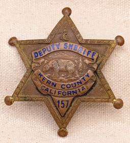 Nice Old "Salty" 1930s-1940s Kern Co CA Deputy Sheriff Badge #157