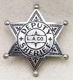 Beautiful Early 1900s Los Angeles Co Deputy Sheriff 6 pt Star by Chipron Early Cartouche Oval Mark