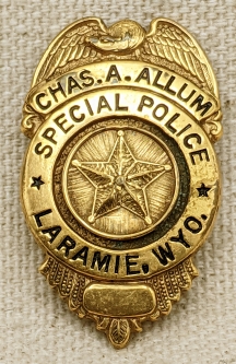 1930's - Early 1940's Named Laramie WY Special Police Lapel Badge